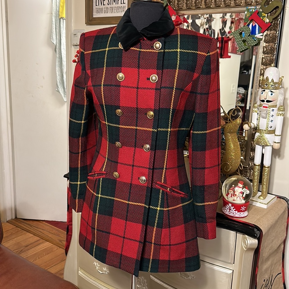 RARE VINTAGE LAUREN RALPH LAUREN RED LAIDE TARTAN JACKET SIZE 10 BEAUTIF…